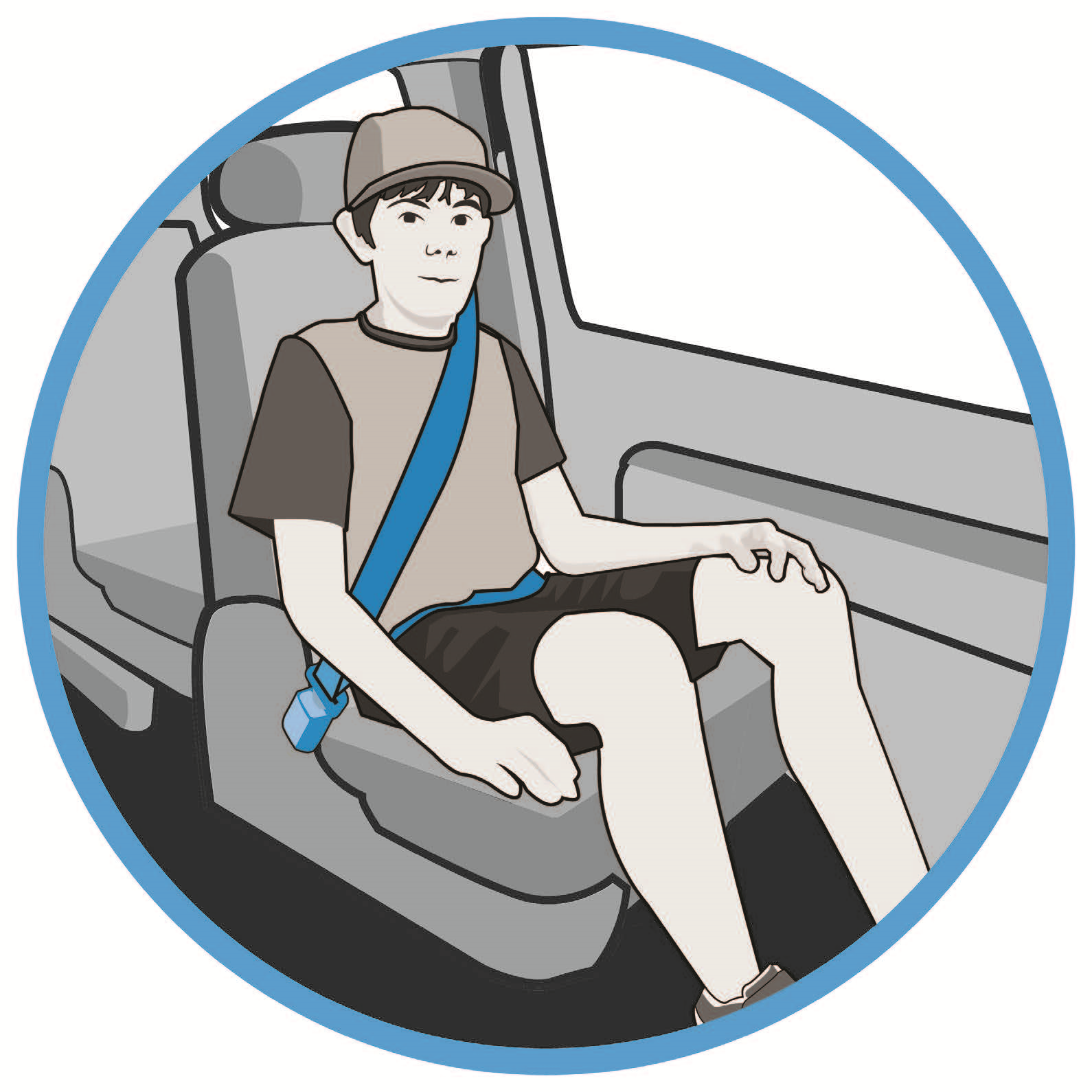 Older child using a properly fitting seat belt.