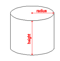 Cylinder with height and radius