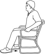 Sitting in a chair, feet flat on the floor, slide foot backwards as far as you can.