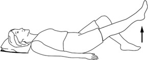Lying on your back, tighten muscles in thigh, lift leg.