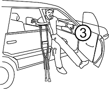 Slide buttocks back to middle of seat then pivot buttock and lift one leg at a time into the car.