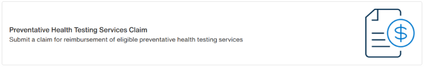 Preventative Health Testing Service Claim tile